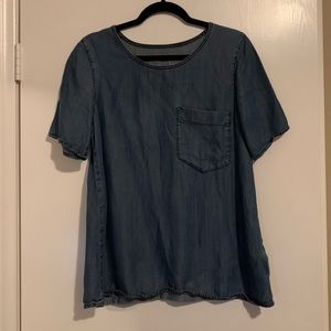 Chambray/denim short sleeve blouse